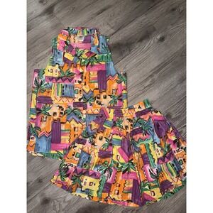 Vintage Fast Lane‎ 2 Piece Bright Vibrant Short Set USA Made In America